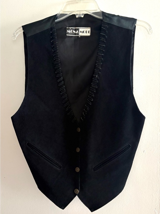 Mona Mode Jackets & Blazers - Mona Mode Western Genuine Leather Suede Black Unisex Vest Medium